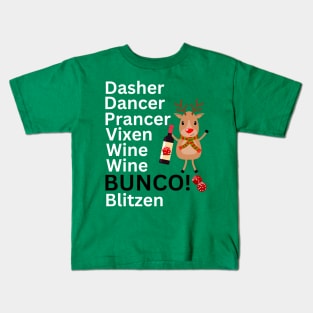 Funny Bunco Night Christmas Wine Wine Bunco Kids T-Shirt